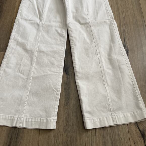 NEW Spanx Seamed Front Wide Leg Jeans Large TALL High Rise Shaping Ecru White - Picture 6 of 14